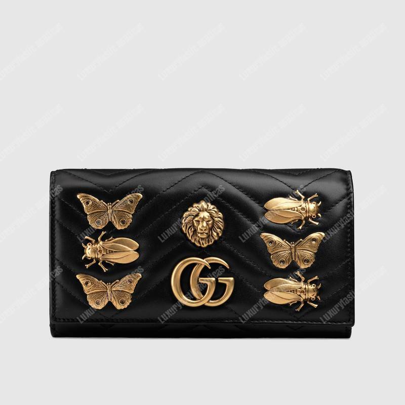 G*u*i gg marmont animal studs continental wallet