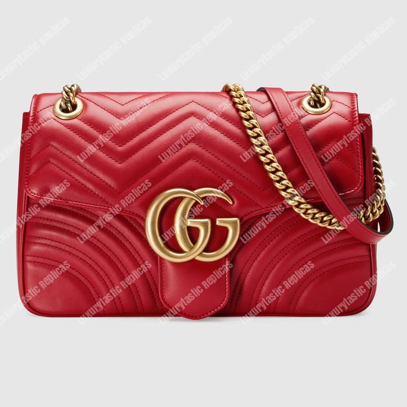 G*u*i gg marmont medium matelasse shoulder bag hibiscus red