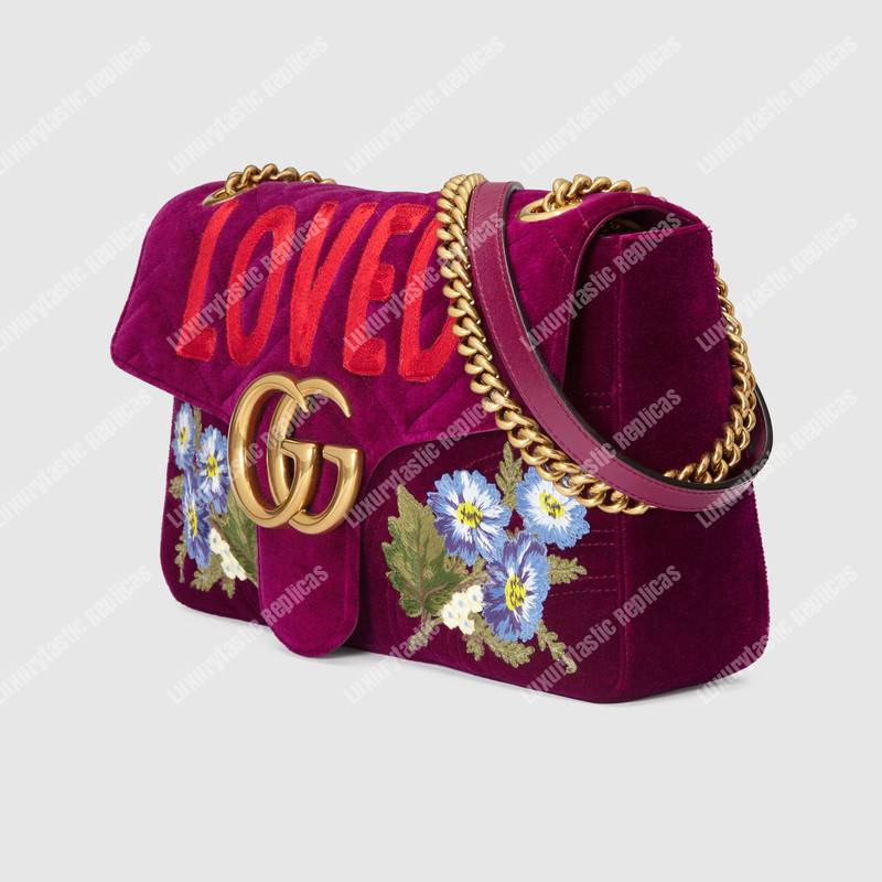 G*u*i gg marmont medium velvet bag loved bordeaux