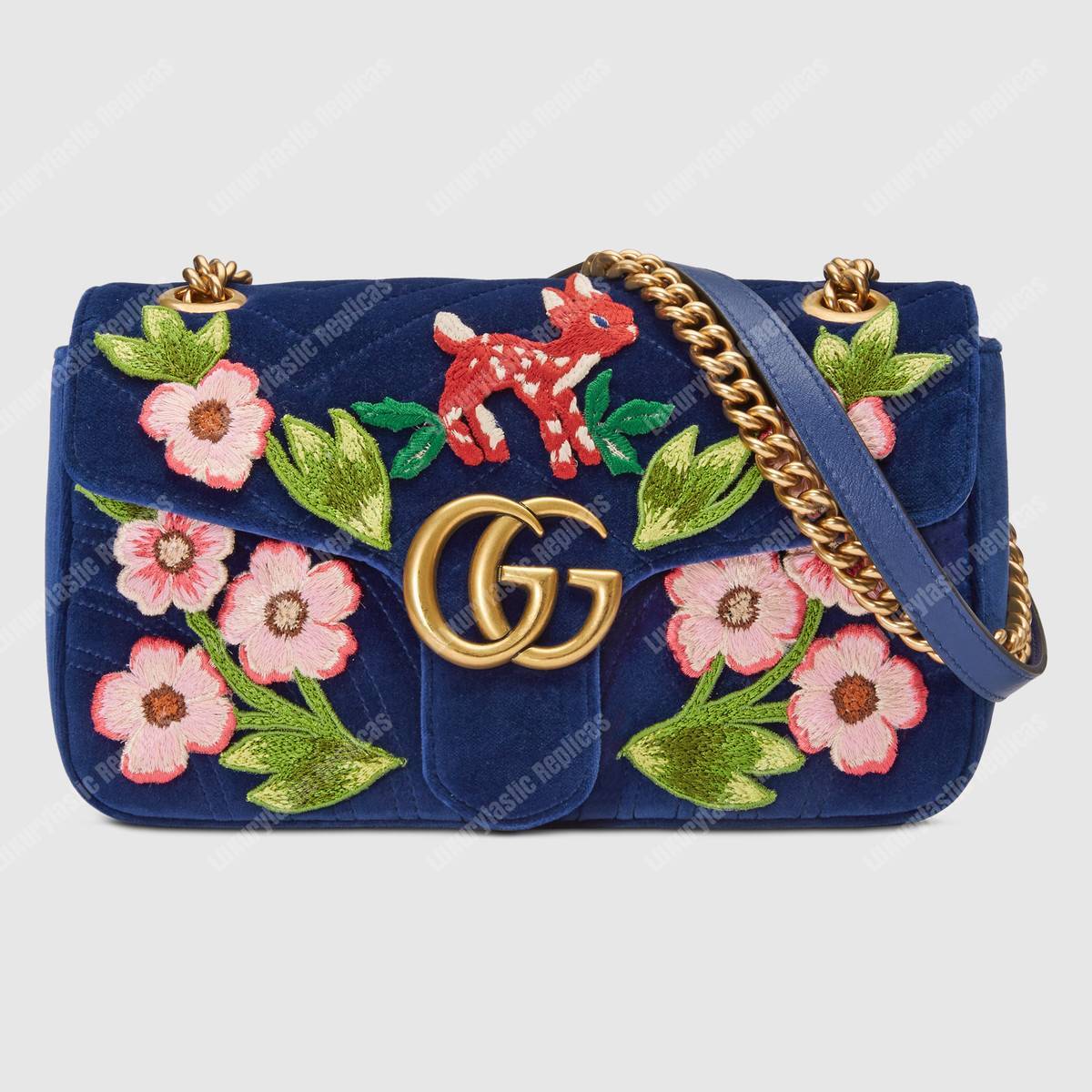 G*u*i gg marmont velvet small shoulder bag cobalt blue