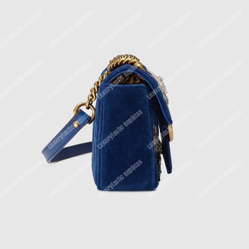 G*u*i gg marmont embroidered velvet mini bag dragonfly
