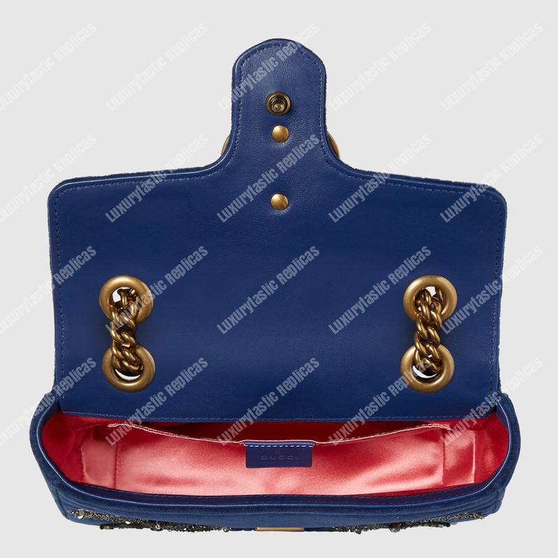 G*u*i gg marmont embroidered velvet mini bag dragonfly
