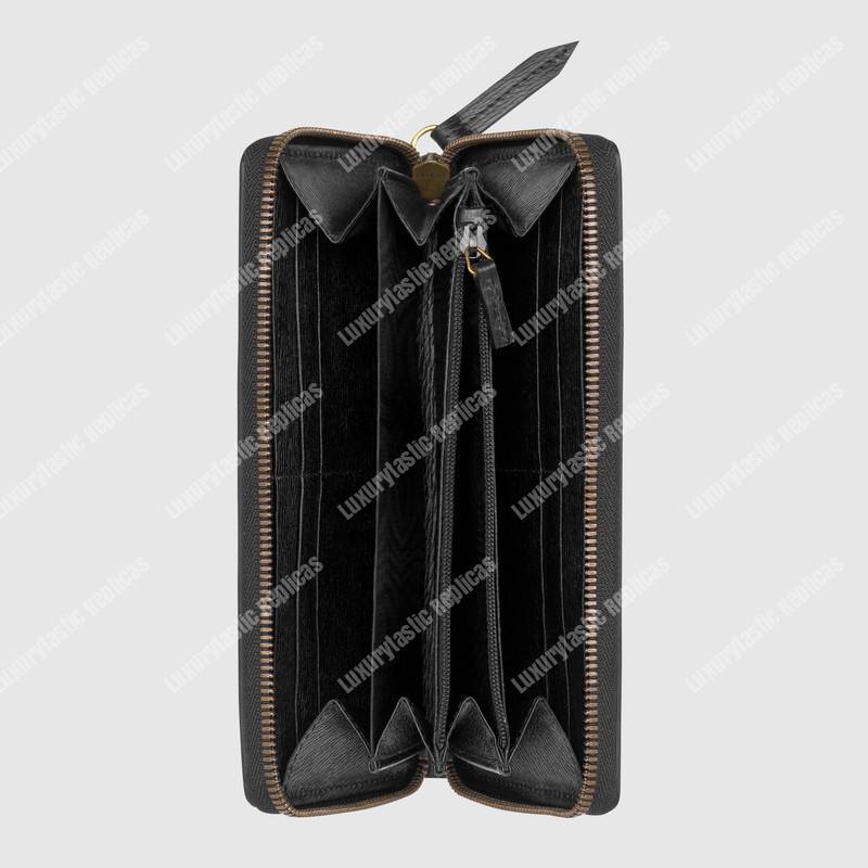 G*u*i kingsnake print leather zip around wallet black