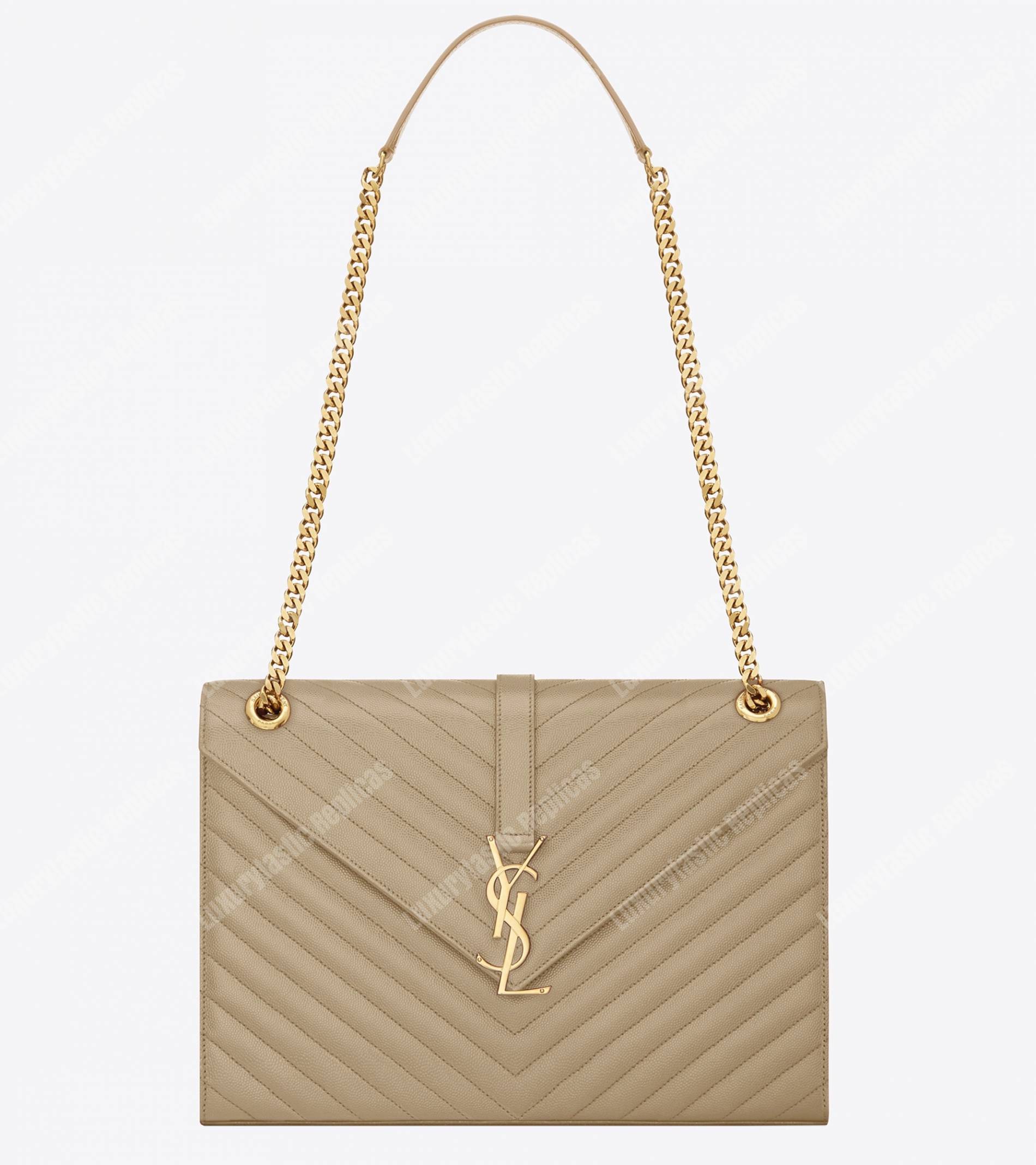 Saint Laurent Large Envelope Chain Bag Dark Beige
