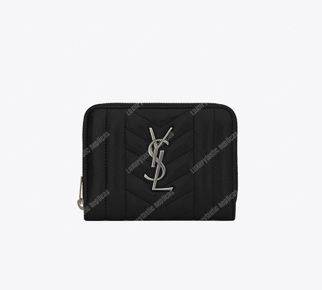 Saint Laurent Compact Zip Around Wallet Black
