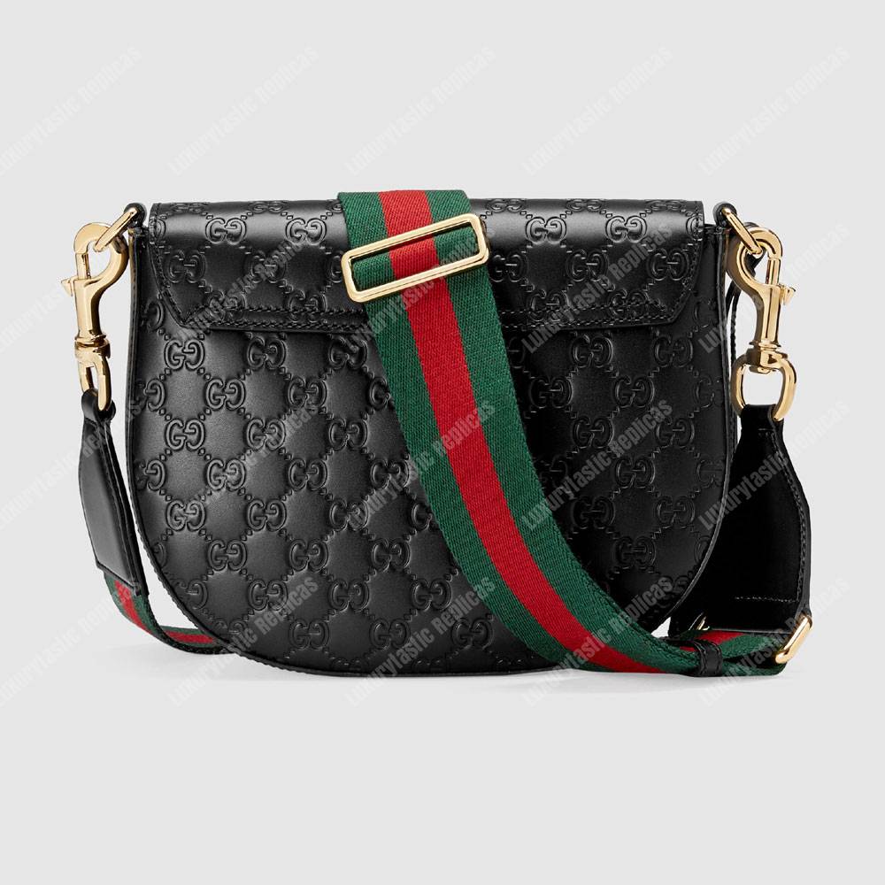 G*u*i padlock medium gg signature shoulder bag black