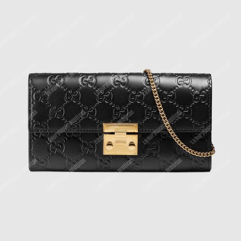 G*u*i gg padlock continental wallet black
