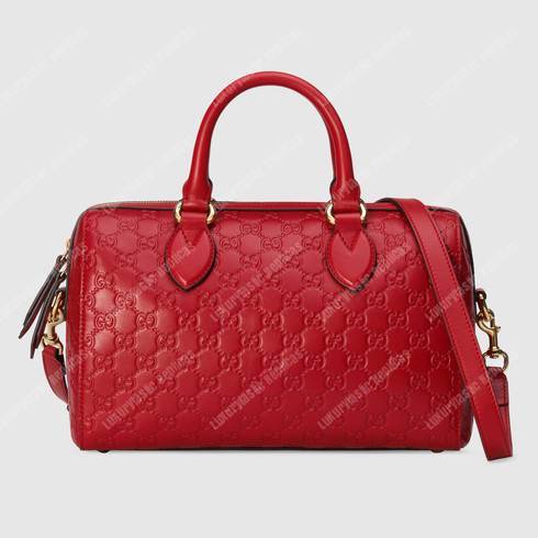 G*u*i signature medium top handle bag red