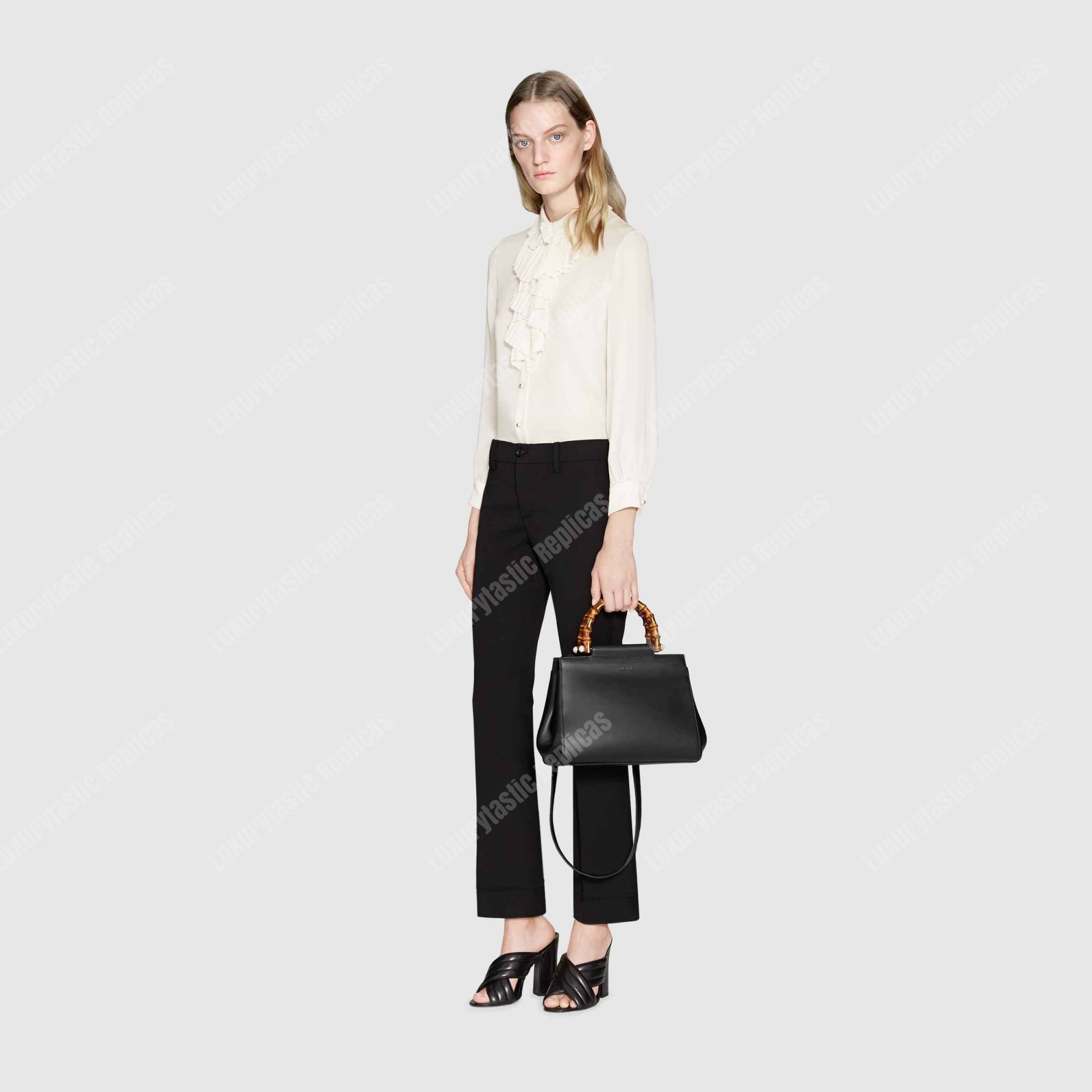 G*u*i nymphaea small top handle bag black