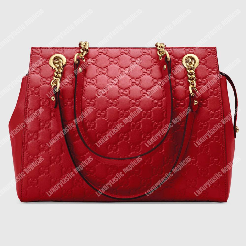 G*u*i signature medium top handle bag red