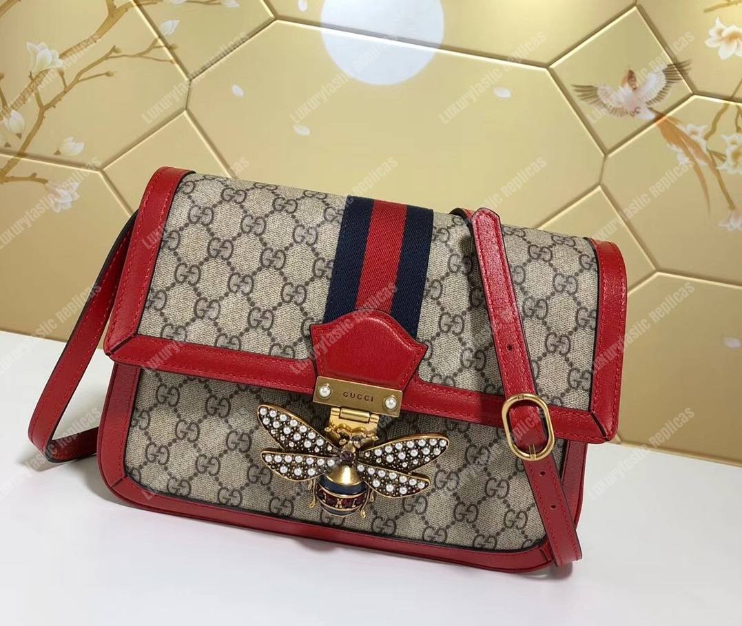 G*u*i queen margaret gg sup*e medium shoulder bag red