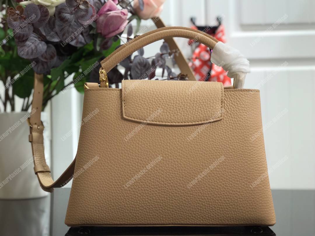 LV Capucines PM Taurillon Leather Beige