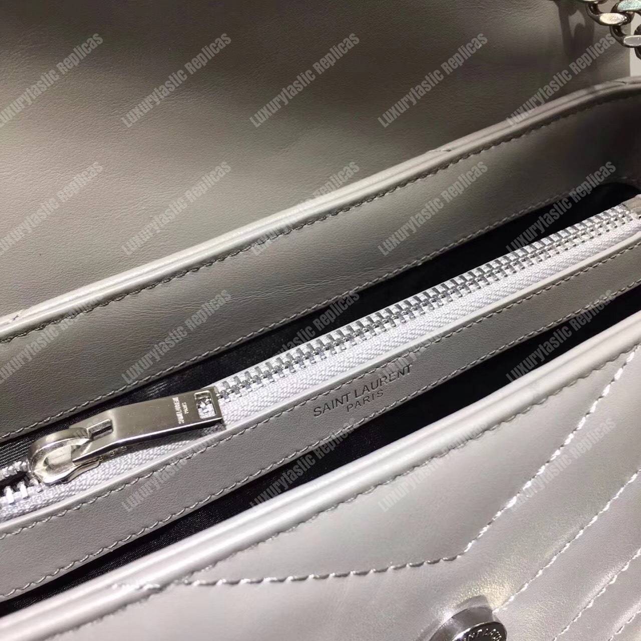 Saint Laurent Small Loulou Monogram Chain Bag Grey Metallic
