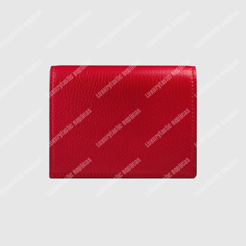 G*u*i animalier card case hibiscus red with bee