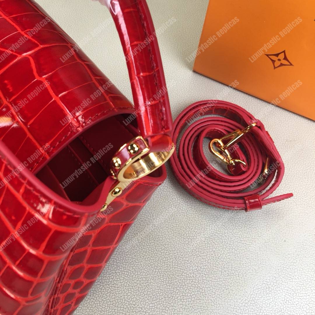 LV Capucines Mini Crocodilien Brillant Cherry