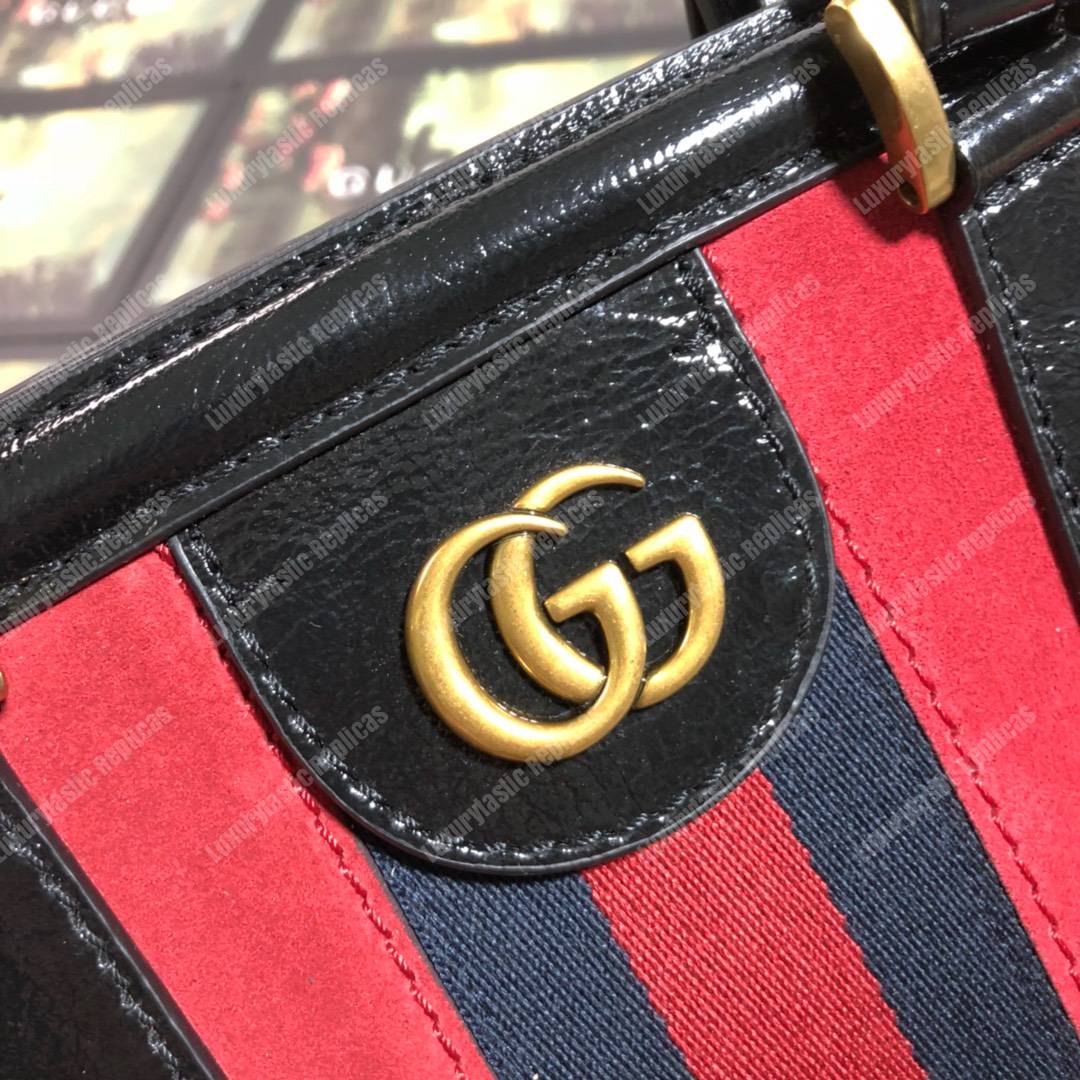 G*u*i re(belle) large top handle tote suede red