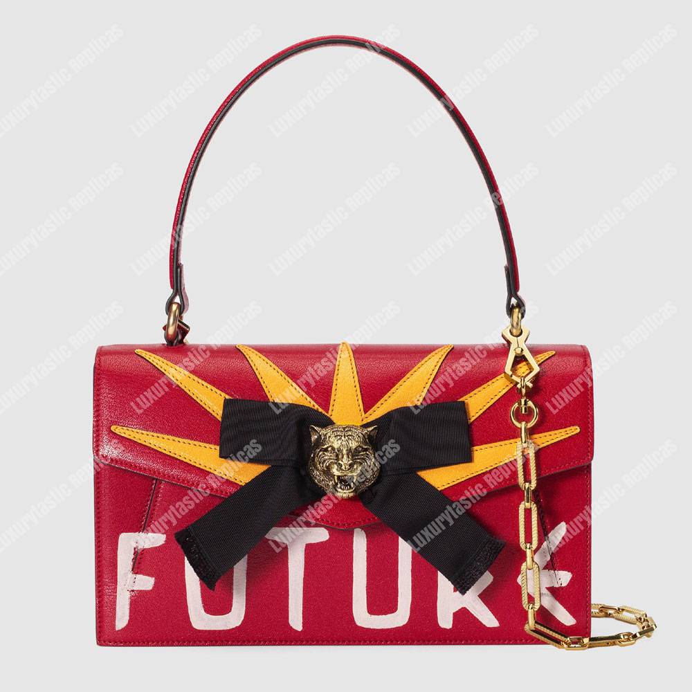 G*u*i osiride leather top handle bag red