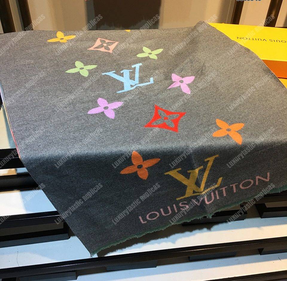LV Reykjavik Scarf Cashmere & Wool Grey Multicolor