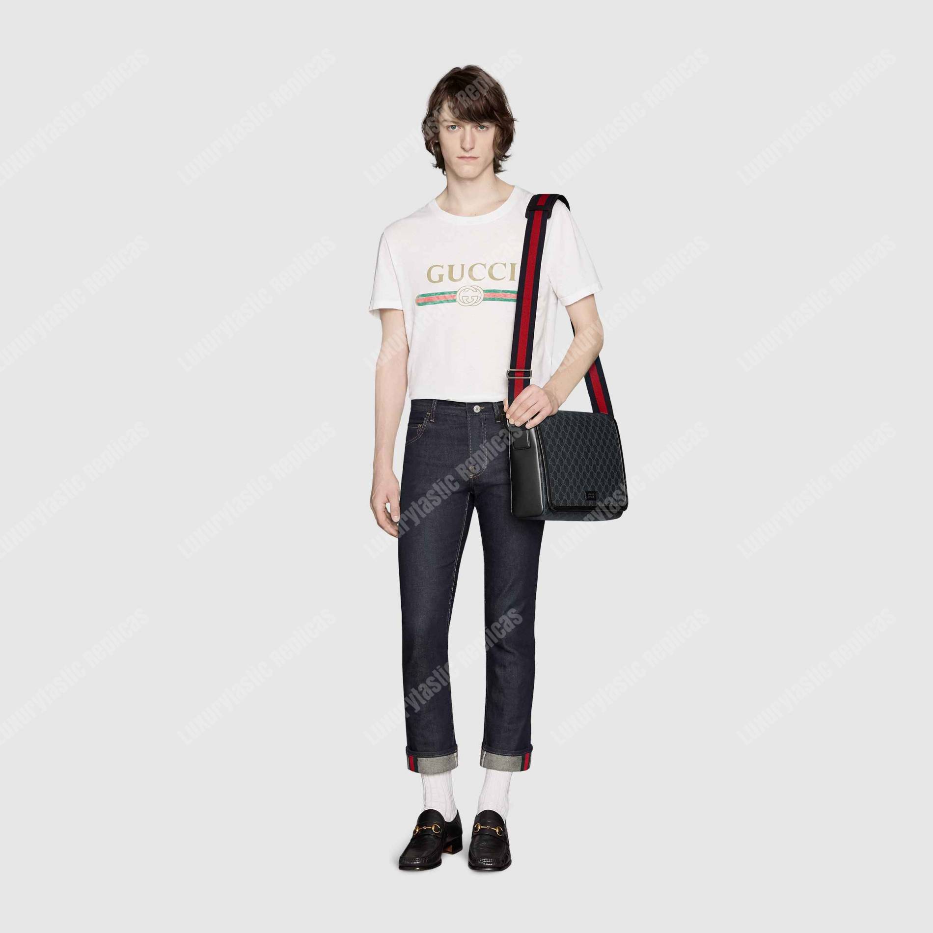 G*u*i gg sup*e flap messenger black/grey