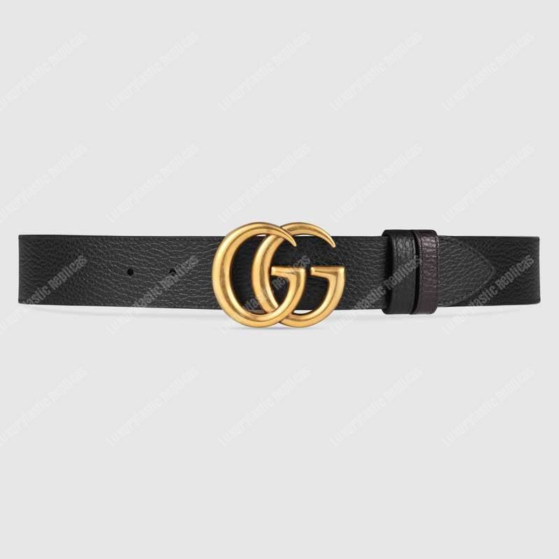 G*u*i reversible leather belt with double g buckle