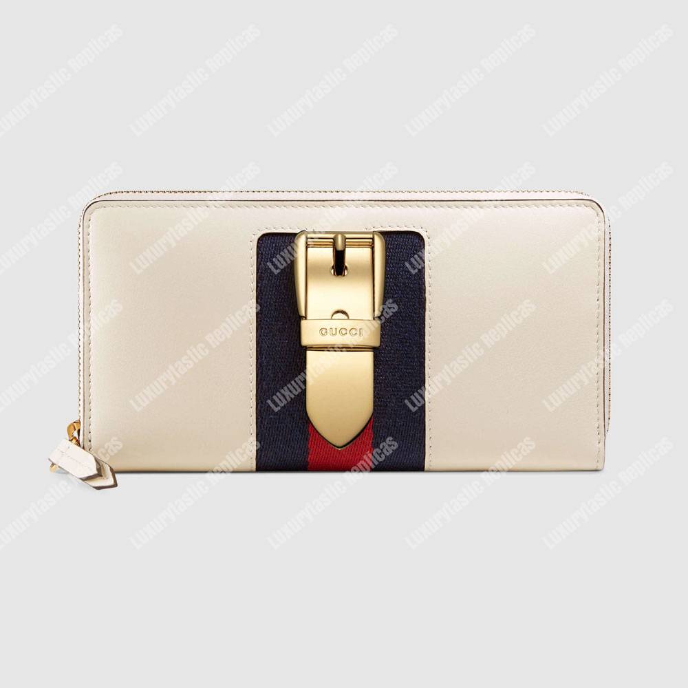 G*u*i sylvie leather zip around wallet white