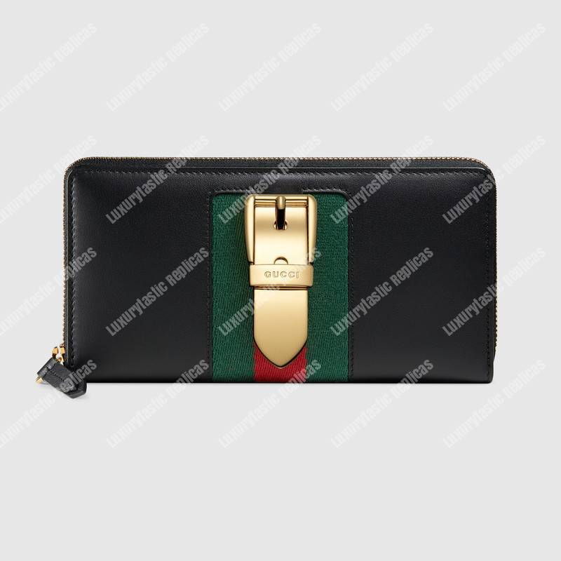 G*u*i sylvie leather zip around wallet black