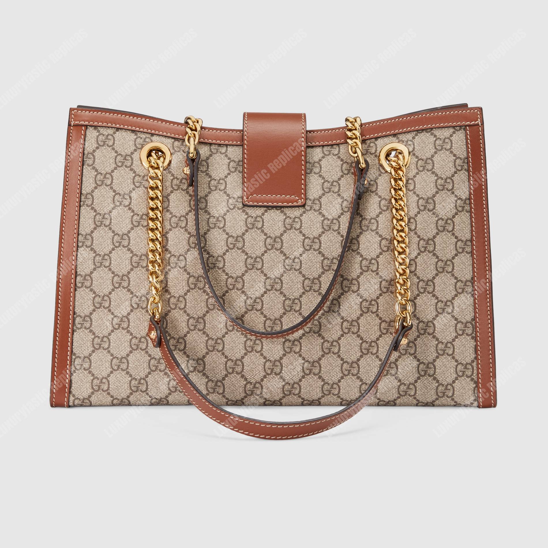 G*u*i padlock medium gg shoulder beige/ebony brown
