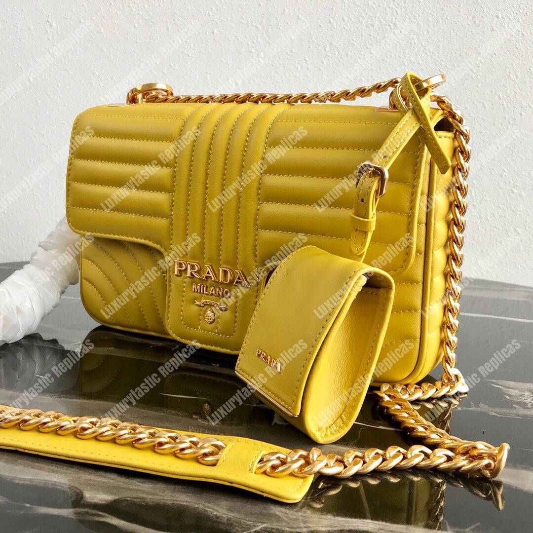 Pra*a diagramme medium leather bag yellow