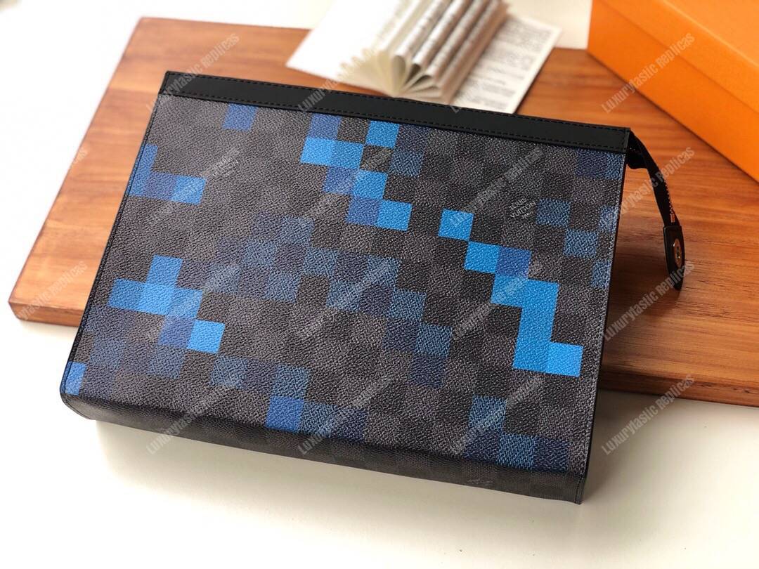 LV Pochette Voyage MM Pixel Monogram Blue