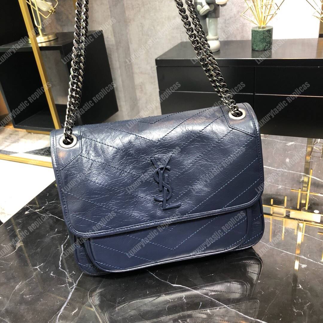 Saint Laurent Niki Medium In Vintage Leather Navy
