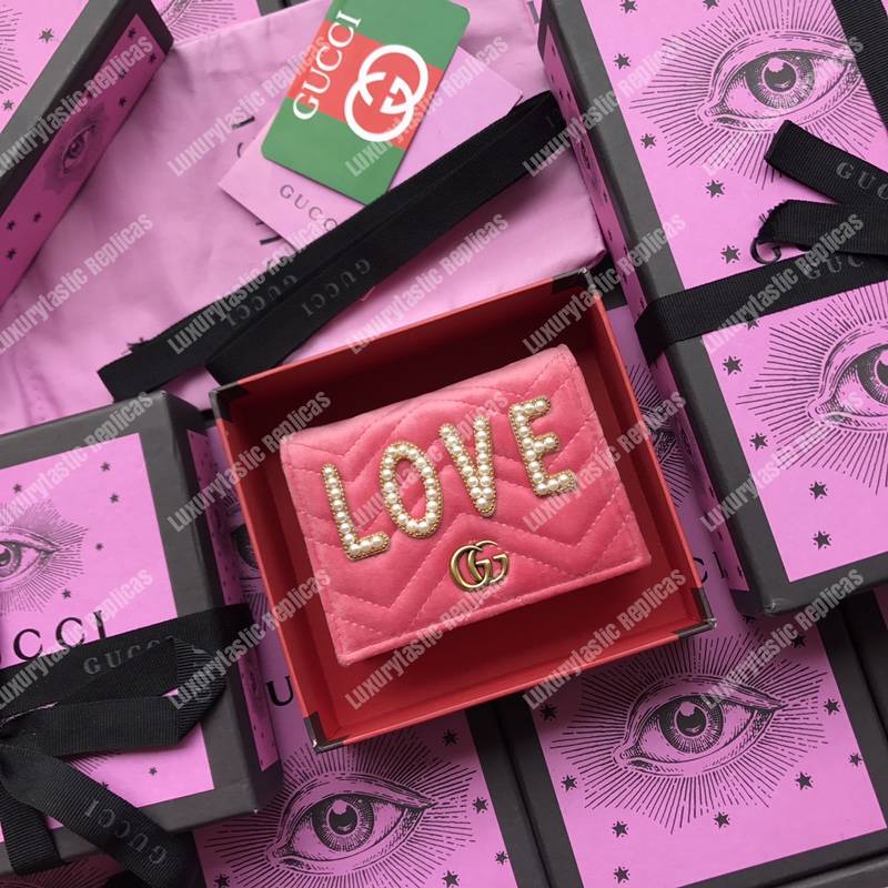 G*u*i gg marmont card case velvet pink love