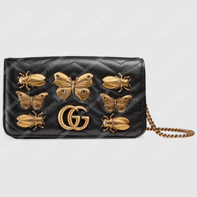 G*u*i gg marmont animal studs mini bag black