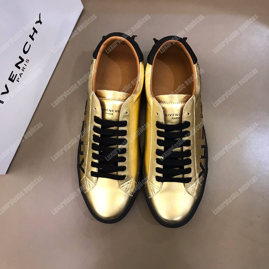 Givenchy Shading Sneakers In Metallized Leather Gold