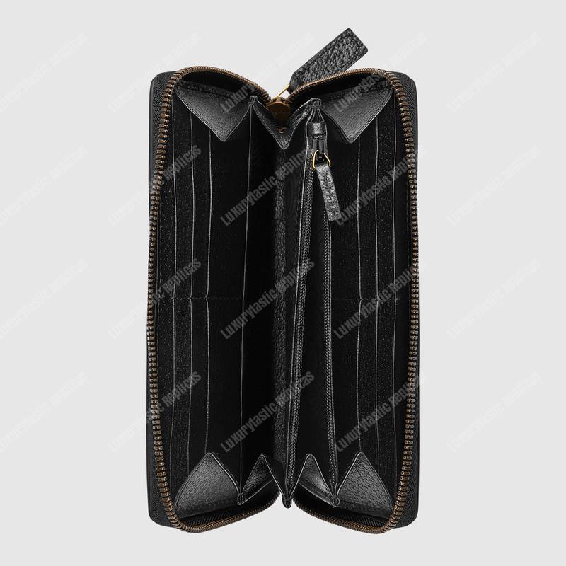 G*u*i bee star leather zip around wallet black
