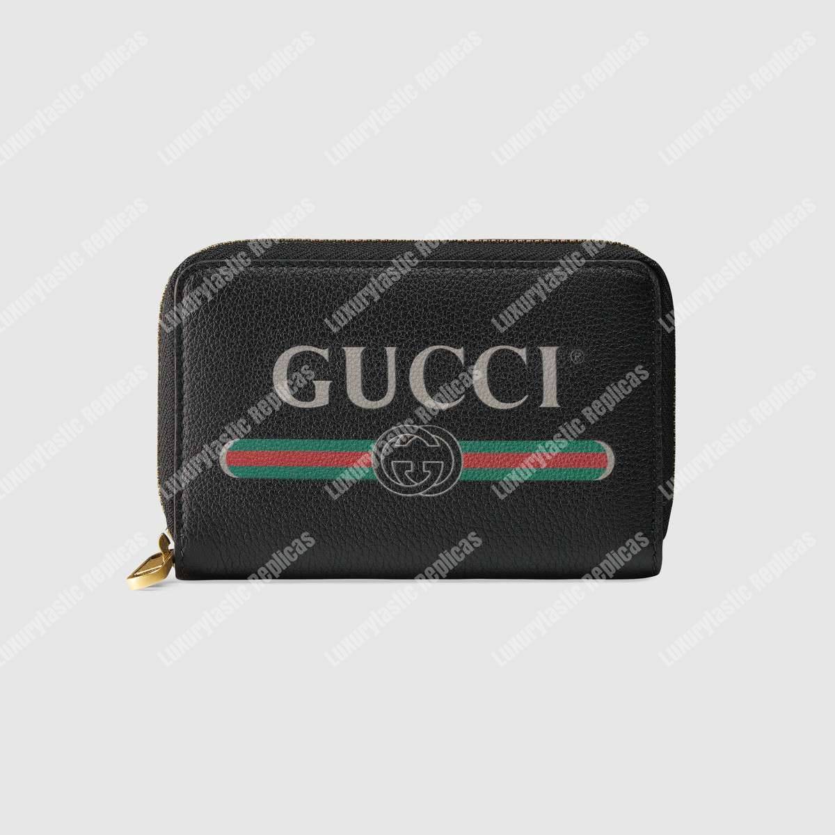 G*u*i print leather card case black