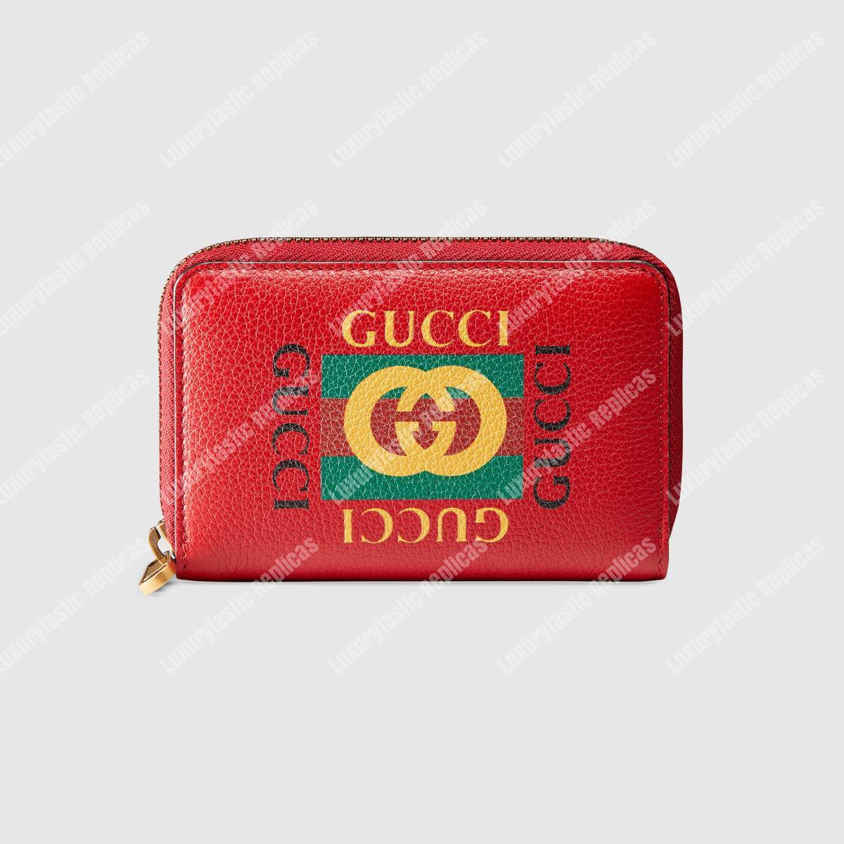 G*u*i print leather card case red