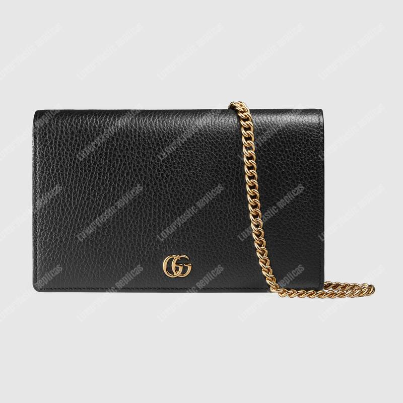 G*u*i gg marmont leather mini chain flap bag black