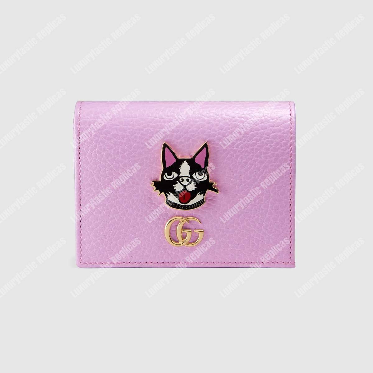 G*u*i leather card case with bosco pink