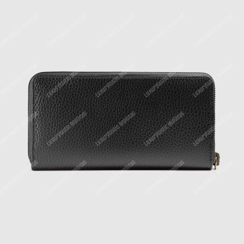 G*u*i gg leather zip around wallet with butterfly black