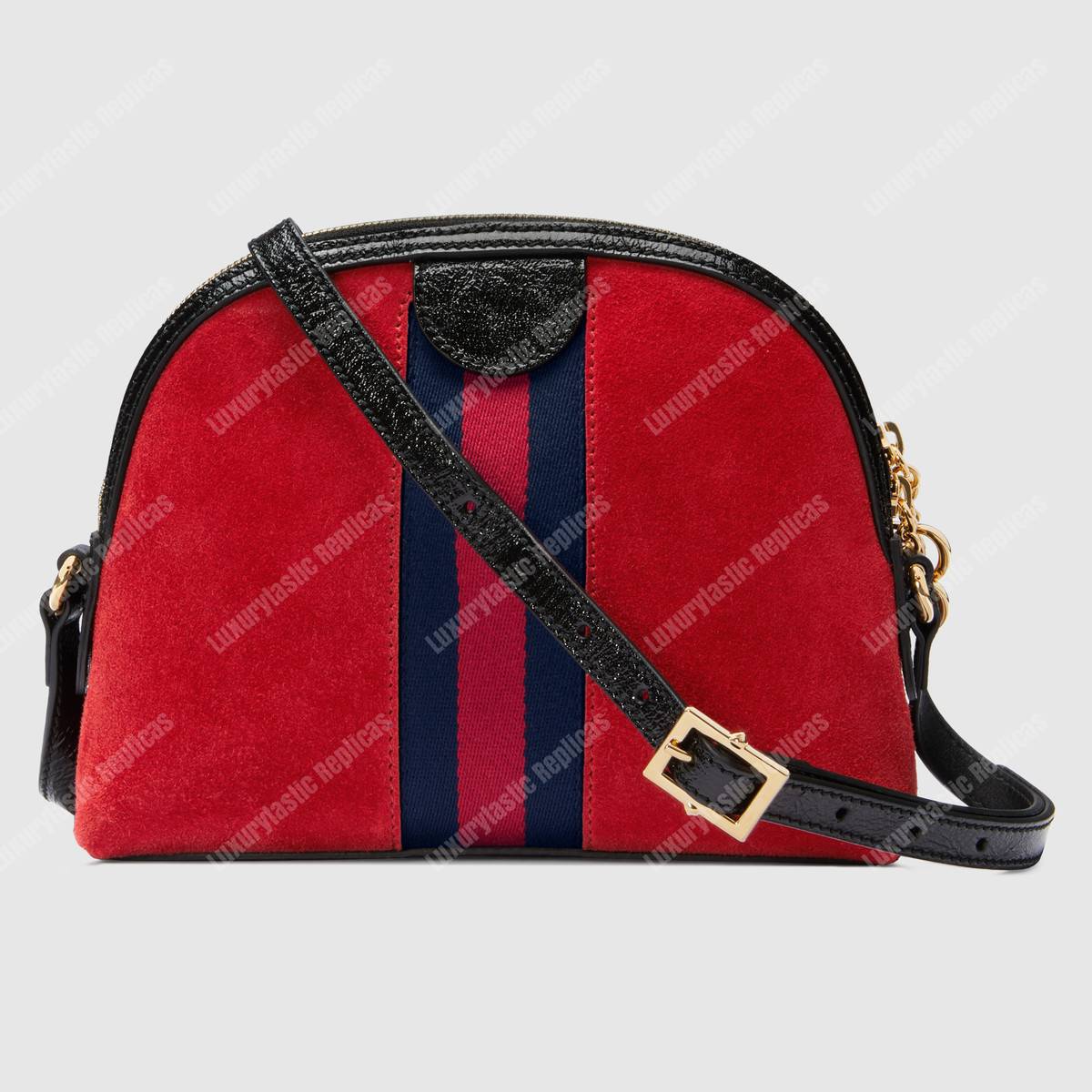 G*u*i ophidia small shoulder bag in hibiscus red suede