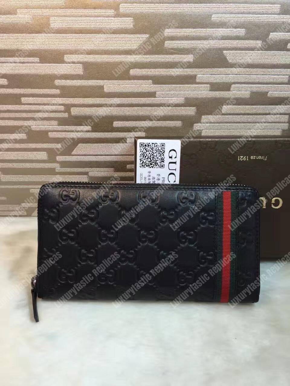 G*u*i gg signature offset web zip around wallet black
