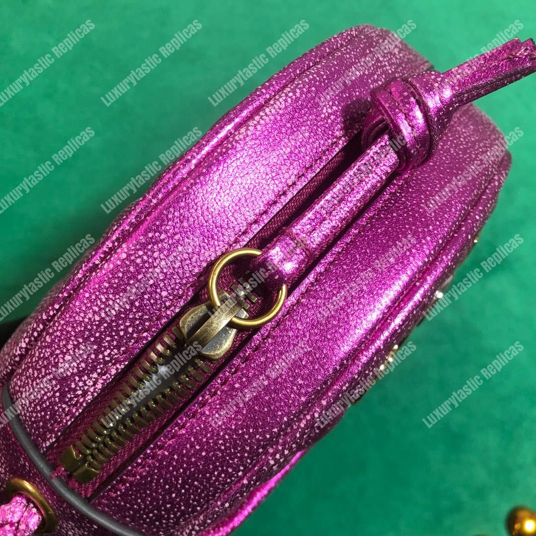 G*u*i laminated leather mini bag purple