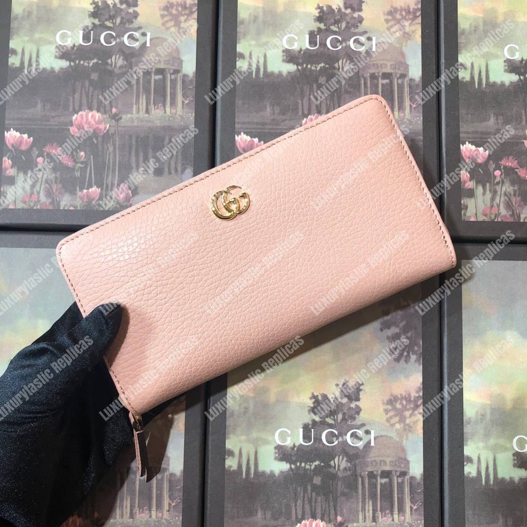 G*u*i leather zip around wallet light pink