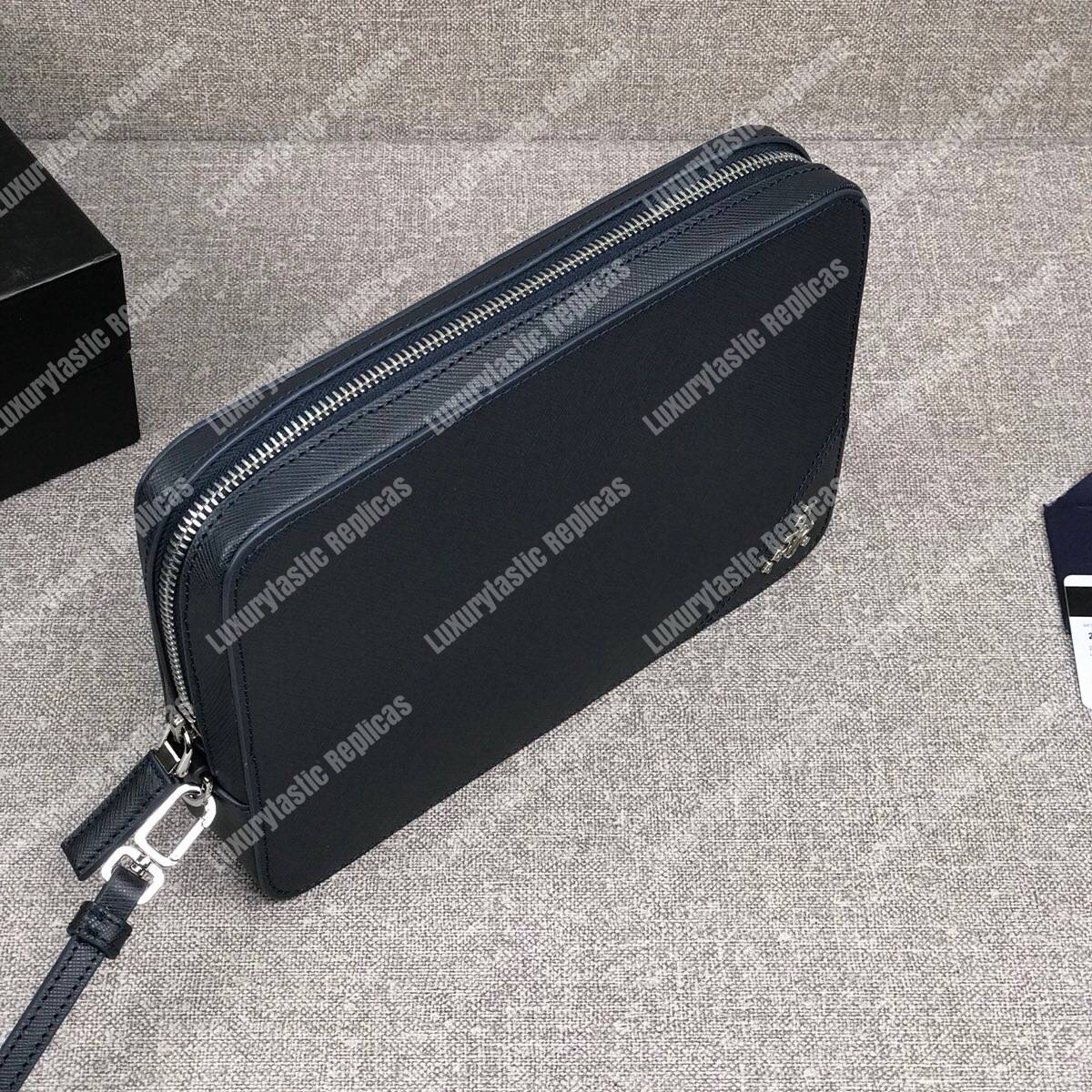 Pra*a saffiano leather men’s bag black