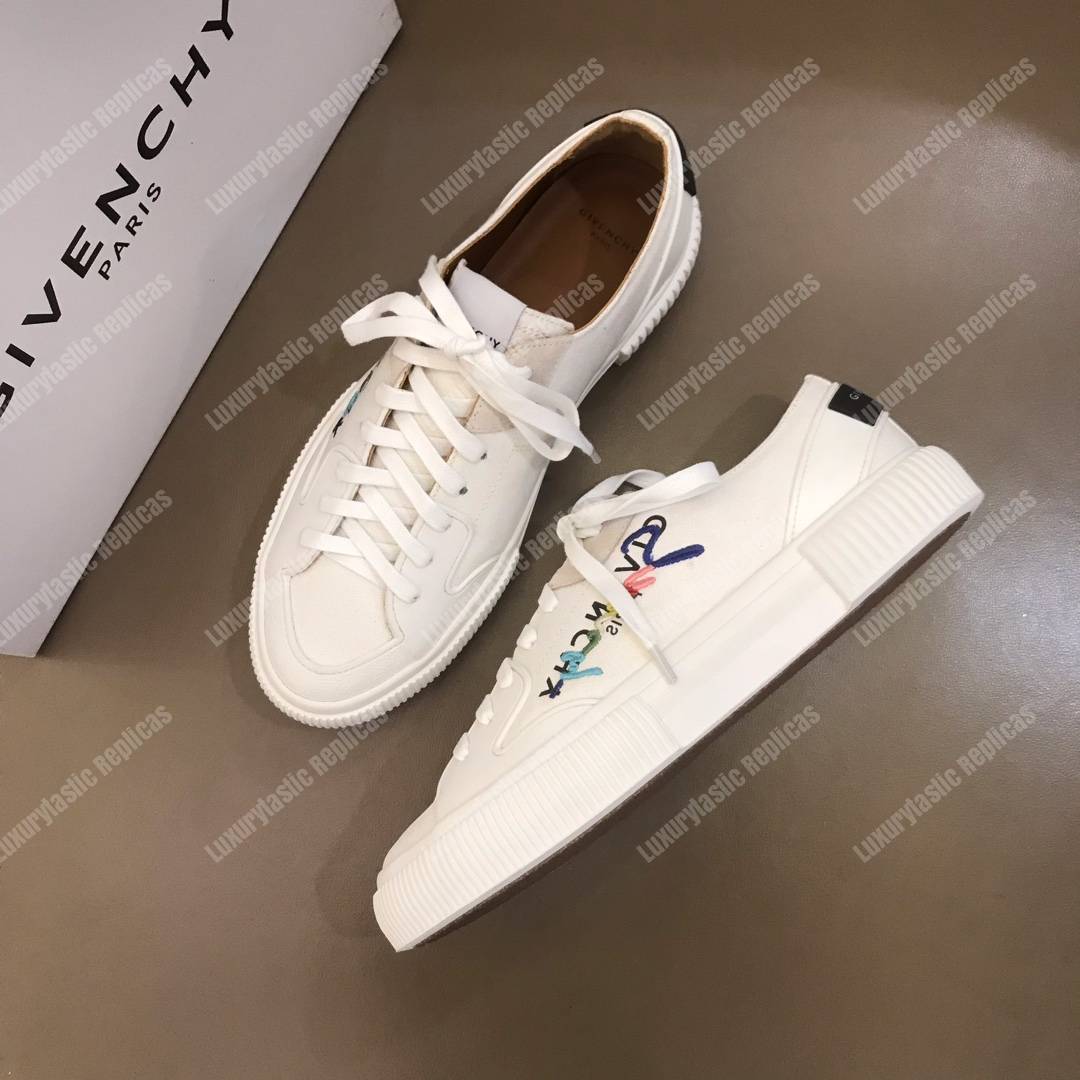 Givenchy Low Sneakers In Canvas White/Multi Colour Print