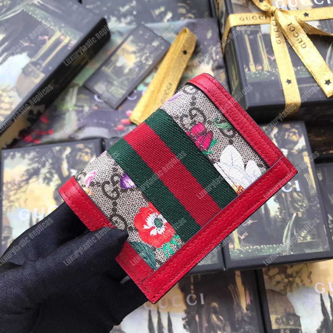 G*u*i ophidia gg flora card case wallet red