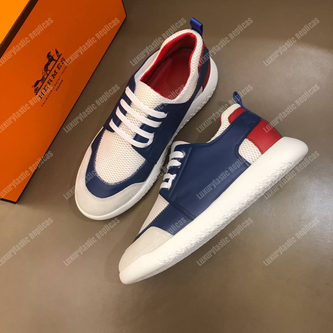 H**mes vitesse sneaker blanc/bleu royal/rouge
