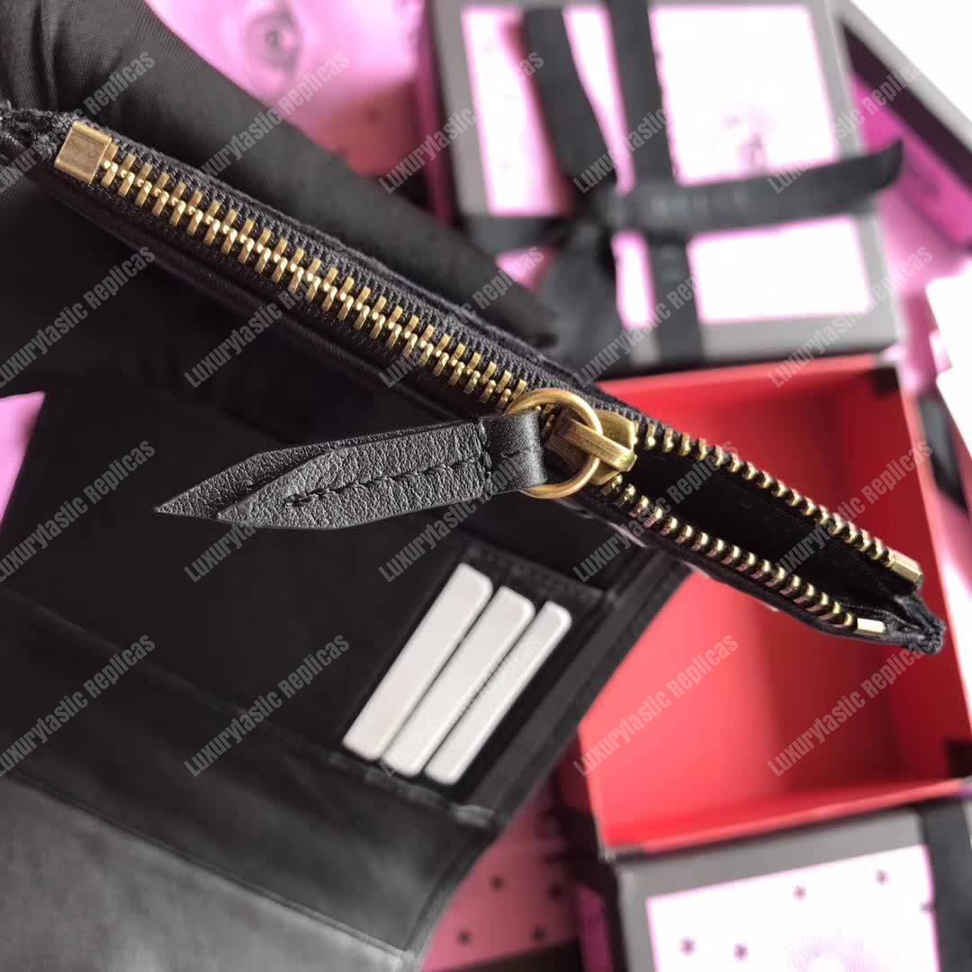 G*u*i gg marmont velvet flap wallet black
