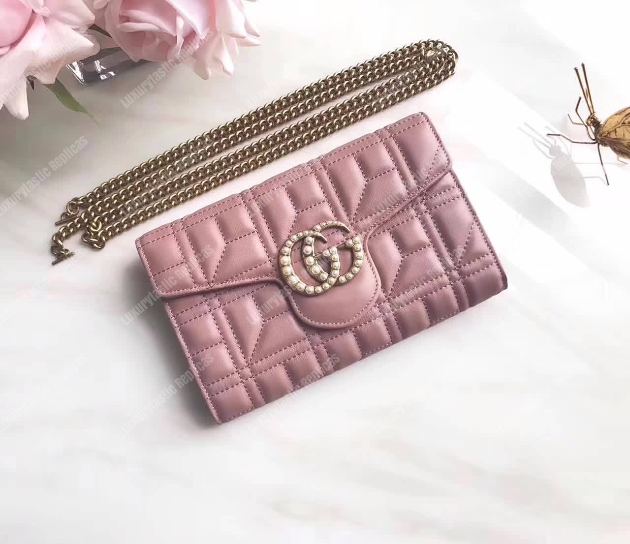 G*u*i gg marmont leather mini chain bag magnolia