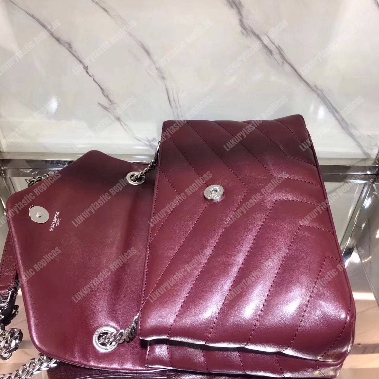 Saint Laurent Small Loulou Monogram Chain Bag Red Metallic